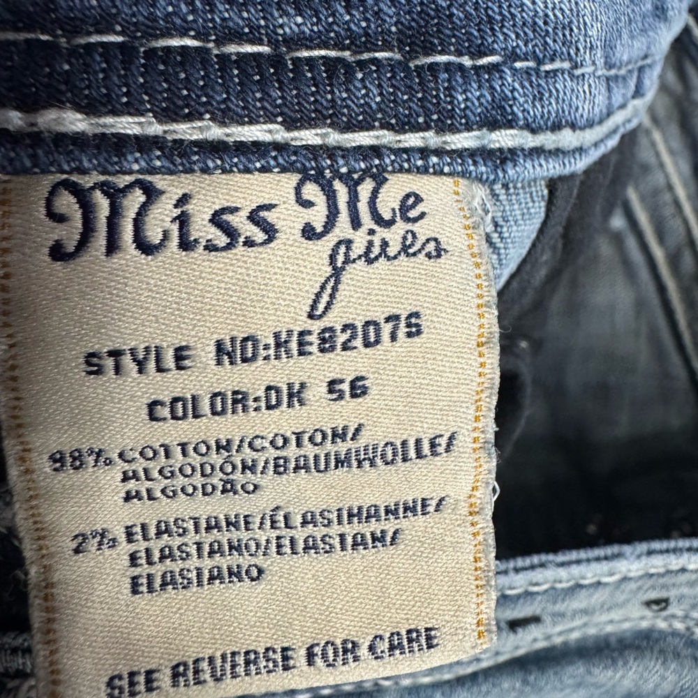 Miss Me Girls Size 16 Blue Dark Wash Skinny Jeans Embellished Bling Y2K - Picture 5 of 7